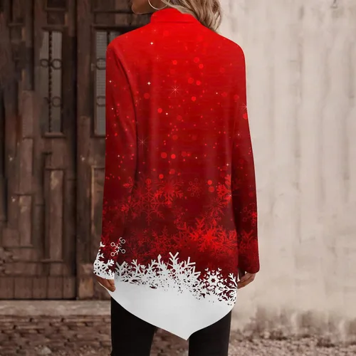 Miniatura 3 de Christmas Shirts for Women, Women's Fall Christmas Print Tops High Neck 2023 Top Irregular Hem Cute Long Sleeve Pullover