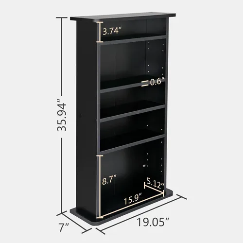 Miniatura 7 de ZENY Gabinete de almacenamiento multimedia, estante de DVD, estante organizador de libros, torre de medios de audio, 36 x 19 x 7 pulgadas