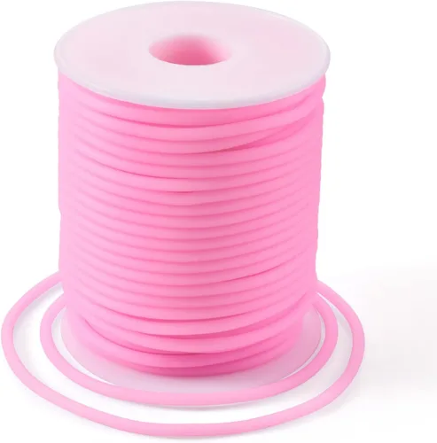 Miniatura 55 de FASHEWELRY 3 rollos de cables de goma huecos para tejer, cable de peluquero de 0.079 pulgadas (0.079 in), cables de silicona para tejer puntada