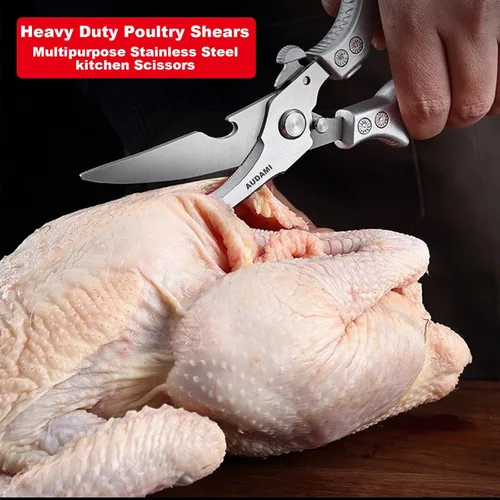 Miniatura 2 de Paquete de 2 tijeras de cocina, tijeras de acero inoxidable resistentes para carne de aves de corral multiusos para cocinar, aptas para lavavajillas