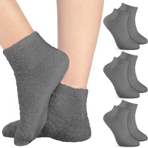 Miniatura 8 de Janmercy 3 pares de calcetines Aloe con gel hidratante para spa, calcetines de dormir esponjosos con loción no deslizante para pies secos