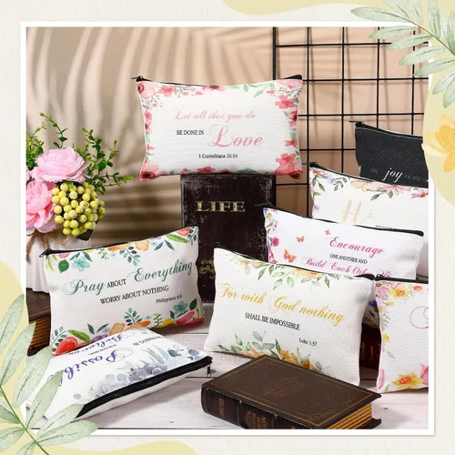 Miniatura 2 de Jetec 30 piezas Regalo cristiano para mujeres, regalos religiosos para madres, bolsas de cosméticos para el Día de la Madre, estuches de lápices