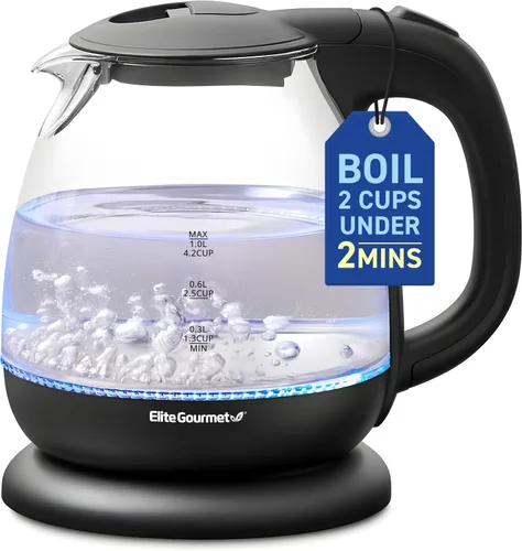 Miniatura 9 de Elite Gourmet - Hervidor eléctrico de doble voltaje 120-230V, viaje con aislamiento de doble pared de tacto frío, 0.6L, hervidor eléctrico de acero