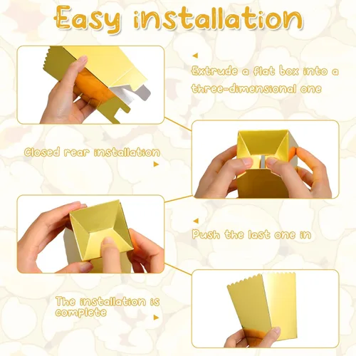 Miniatura 2 de Meanplan Cajas de palomitas de maíz, mini soporte de papel para palomitas de maíz, contenedor de cartón para aperitivos, bolsas desechables