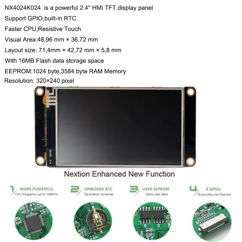 Miniatura 2 de Inglés Nextion Mejorado 2.4 '' HMI USART UART Serial TFT Touch Display Module Panel de pantalla (NX3224K024)