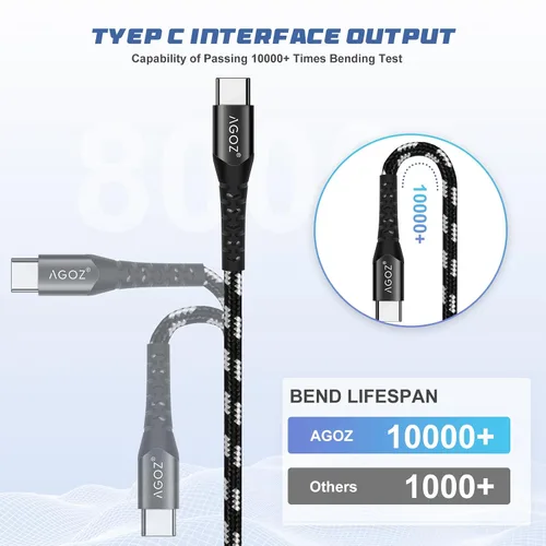 Miniatura 4 de AGOZ Paquete de 3 cables USB C de 4 pies 6 pies 10 pies, cable trenzado para Samsung Galaxy S26 S25 S24 S23 S22 S21 A15 A16 A17 A36 A54, Motorola