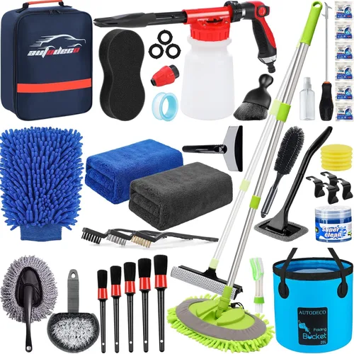 Miniatura 13 de Kit de limpieza y detalle para lavado de autos de 33 piezas con pistola de espuma, cepillo, manopla grande de lavado, toallas, suministro completo