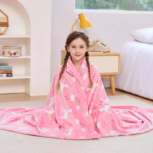 Miniatura 11 de Viviland Manta de Tiro con Estampado de Arcoíris para Niños y Niñas, Forro Polar de Felpa Cálido y Ligero para Sofá, Silla, Sillón, Cama, 30" x 40