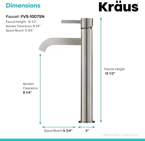 Miniatura 2 de Kraus Ramus Grifo de Fregadero de Una Sola Manija para Baño en Níquel Satinado, FVS-1007SN