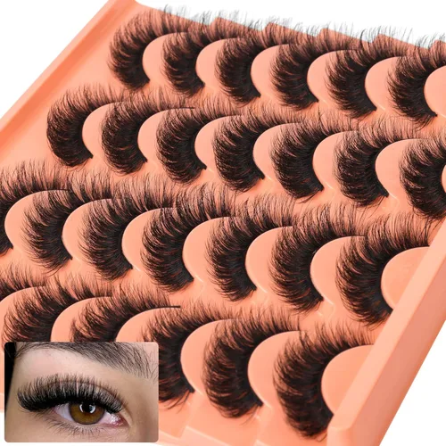 Miniatura 9 de ALICROWN - Pestañas postizas peludas, pestañas postizas naturales, pestañas postizas de visón completo, pestañas rizadas C, paquete de 12 pares