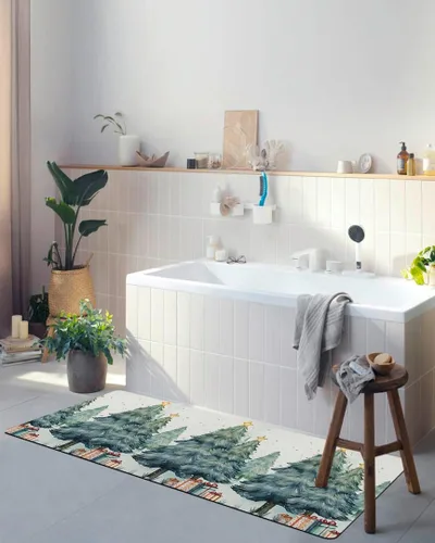 Miniatura 4 de Tapete de baño para árbol de Navidad, antideslizante, de secado rápido y absorbente, tierra de diatomeas, fregadero, dormitorio, cocina, tapete