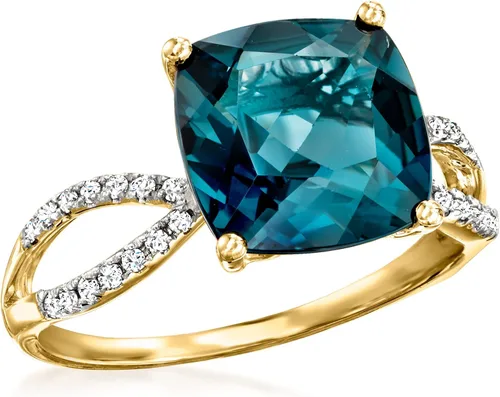 Miniatura 4 de Ross-Simons Anillo de topacio azul Londres de 4.90 quilates y diamantes de .11 qt t t en oro amarillo de 14 quilates
