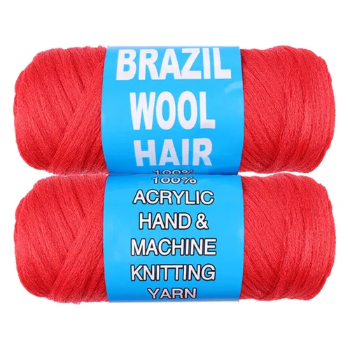 Miniatura 20 de COOKOO 2 rollos de hilo de lana brasileña color negro natural para cabello trenzado de ganchillo, trenzas, torsión, urdimbres, torsión senegalesa