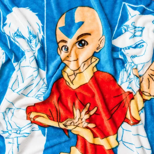 Miniatura 3 de Silver Buffalo Avatar The Last Airbender With Aang, Zuko, Katara, Sokka Wolf, Toph Beifong, Appa y Momo - Manta de forro polar de 45 x 60 pulgadas