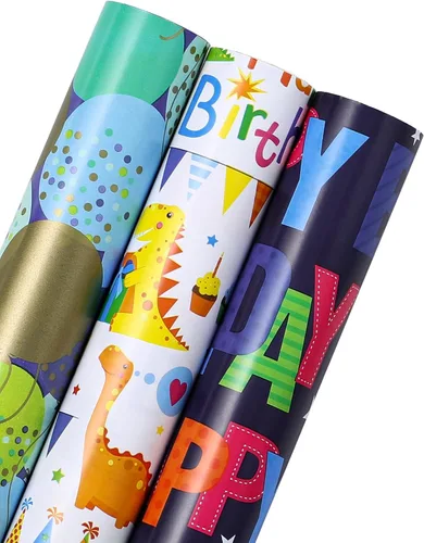 Miniatura 17 de WRAPAHOLIC - Papel de regalo para baby shower con diseño de oso - Rollo mini - 3 rollos - 17 pulgadas x 120 pulgadas - Papel de regalo con lazo