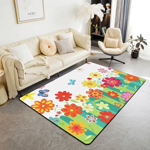 Miniatura 35 de Erosebridal Alfombra de área con tema Groovy de los 70 para sala de estar y dormitorio, alfombra retro con símbolo de paz antideslizante, alfombra
