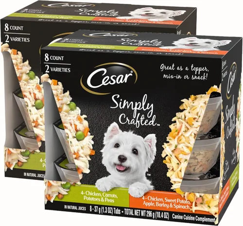 Miniatura 14 de Thierry Mugler Cesar Simplemente elaborado para adultos para adultos Comida para perros Comida Topper Variedad Pack, Pollo, Zanahorias, Y Frijoles