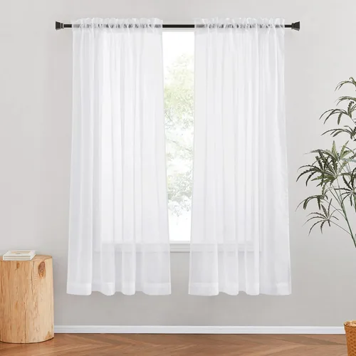 Miniatura 49 de NICETOWN Cortinas traslúcidas blancas de 63 pulgadas de largo para dormitorio, cortinas de gasa translúcida con bolsillo para barra, paneles