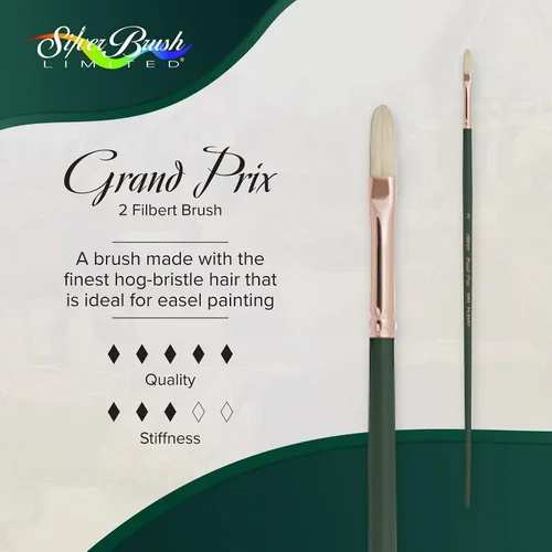 Miniatura 2 de Silver Brush 1003-2 Grand Prix Premier - Cepillo de cerdas de cerdo de mango largo, Filbert, tamaño 2