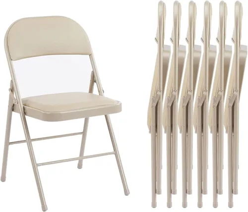 Miniatura 15 de Sweetcrispy Paquete de 4 sillas plegables de plástico para 330 libras, portátiles, metal resistente, fáciles de usar, almacenar, cómodas, para Gris