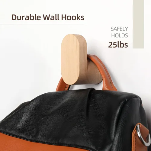 Miniatura 4 de Ganchos de pared de madera, modernos y minimalistas montados en la pared, perchero de madera natural para colgar sombrero, toalla, bata, bolsa