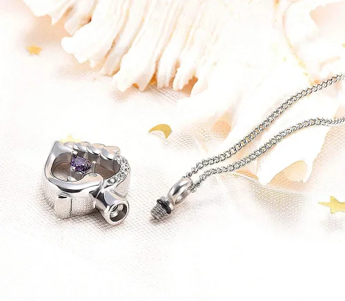 Miniatura 38 de Yinplsmemory Collar de urna de corazón de delfín para cenizas para mujer, colgante de urna de corazón de cristal, collar de recuerdo de cenizas