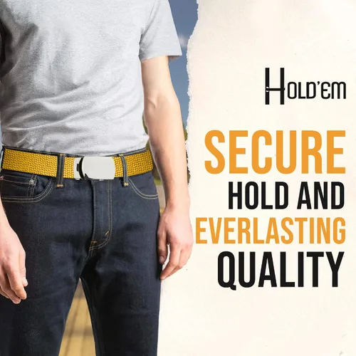 Miniatura 7 de Hold'Em Cinturones militares de lona para hombres, hebilla deslizante de plata pulida, resistente, ajustable