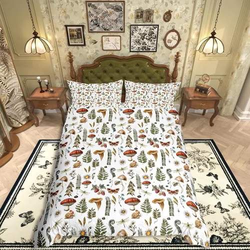 Miniatura 42 de Funda de edredón de hongos salvajes, acuarela, decoración de plantas naturales para exteriores, juegos de ropa de cama para niños, adolescentes