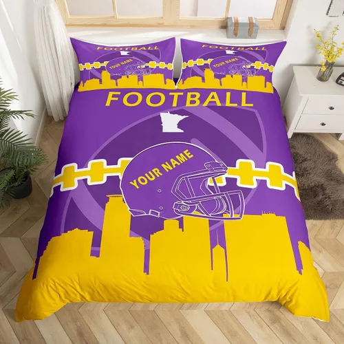 Miniatura 20 de Erosebridal Juego de funda de edredón personalizada para niños y niñas, juego de cama de jugadores de fútbol, funda de edredón de rugby con 1 funda