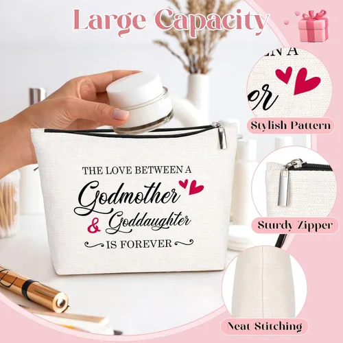 Miniatura 3 de GevGuxLuo A girl loves Makeup Bag, Beige, Madrina y ahijada