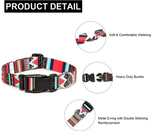 Miniatura 138 de Mercano Collar ajustable para perro, patrones de diseño especial, nailon suave, cómodo y resistente, collar para mascotas para perros pequeños
