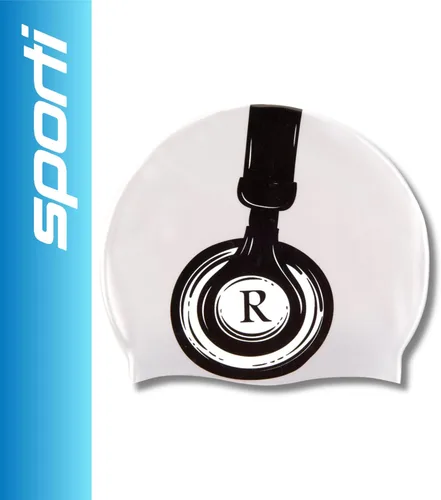 Miniatura 2 de Sporti Gorra de natación de silicona con diseño gráfico con altura de 7.6 pulgadas, apertura de 7.5 pulgadas, gorra de natación antideslizante