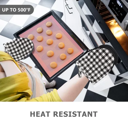 Miniatura 2 de 1 par de guantes cortos para horno, guantes de silicona para horno de cocina, resistentes al calor, 500 ℉, mini guantes para horno con superficies