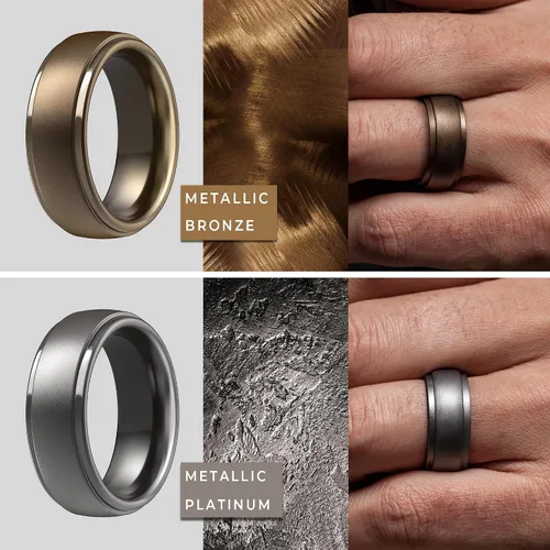 Miniatura 41 de ThunderFit Anillos de boda de silicona para hombre, 0.394 in de ancho y 0.098 in de grosor, paquete múltiple de variedad 1-7