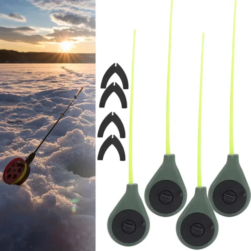 Miniatura 4 de Juego de 4 cañas de pescar en hielo, kit portátil de caña de pescar con puntas de caña, ultraligero, resistente y robusto, estabilidad en invierno