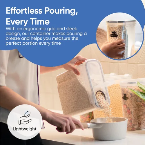Miniatura 5 de Chef's Path Contenedores herméticos para almacenamiento de alimentos, juego de 2 (6 litros) para cocina y despensa, sin BPA para arroz, cereales