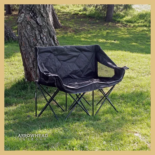 Miniatura 2 de ARROWHEAD OUTDOOR Silla de camping plegable portátil doble Duo con 2 tazas y soporte para copas de vino, bolsa de transporte, soporta hasta 650