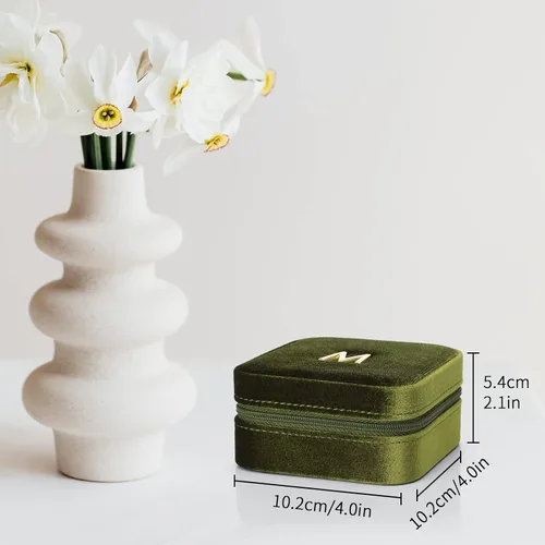 Miniatura 7 de Vlando Joyero de viaje y organizador, pequeñas cajas organizadoras de joyas para niñas, espejo de terciopelo para aretes, collares, anillos