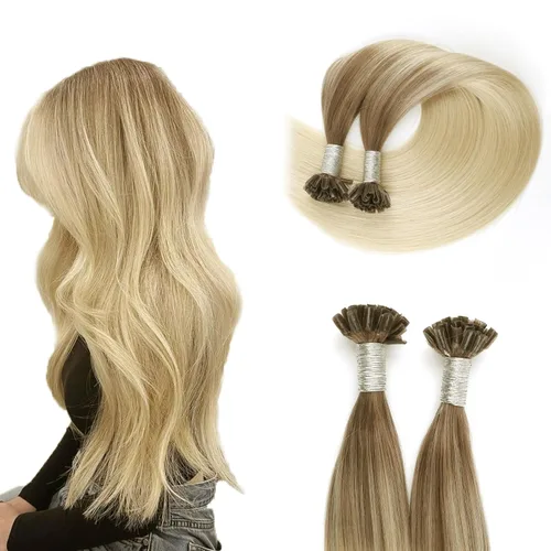Miniatura 37 de ABH AMAZINGBEAUTY HAIR Extensiones de cabello rizado liso para mujeres negras con punta en I, cabello humano, punta en I, Remy, 50 mechones, punta