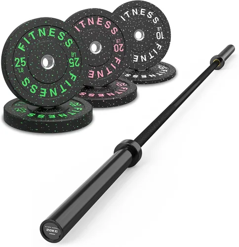 Miniatura 26 de HANDBODE Olympic High-Bounce Bumper Plates Bench Press Barbell Weights Set 2 - Inch, 10-55 lb Rubber Weight Sets for Home Gym, Strength Training
