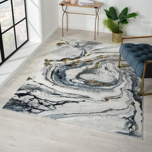 Miniatura 11 de LUXE WEAVERS - Alfombra abstracta de efecto mármol azul 2x3