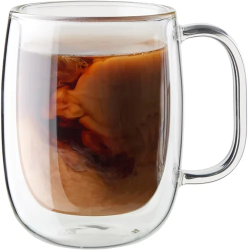 ZWILLING Sorrento Plus - Juego de 2 tazas de café de vidrio de doble pared, 12 onzas, 12.0 fl oz, transparente