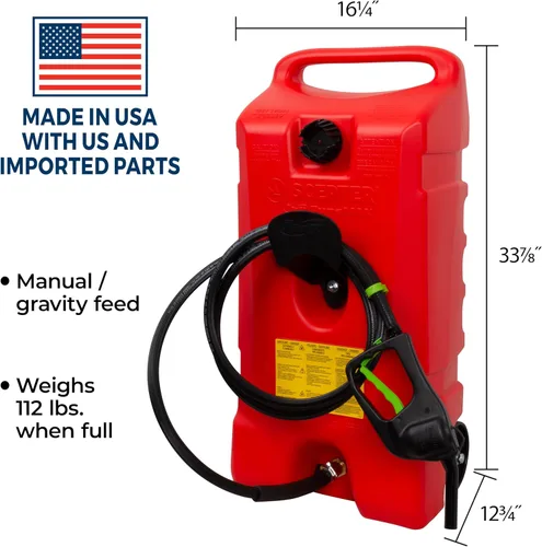 Miniatura 2 de Scepter Duramax Flo 'N Go Carrito de Gas de 14 Galones, Tanque de Combustible Portátil de 53 Litros y Bomba de Transferencia de Combustible con Rojo