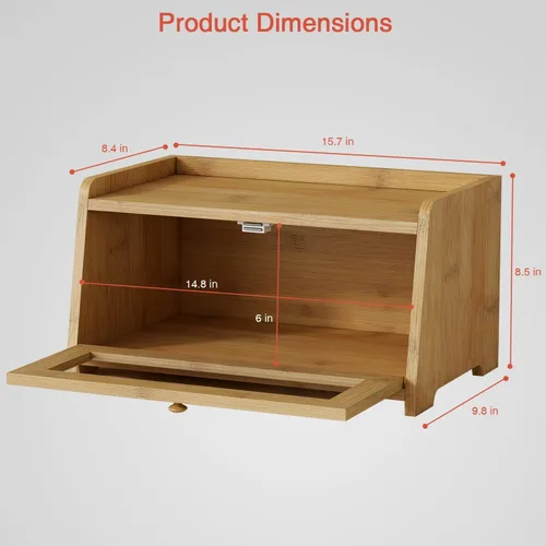 Miniatura 6 de Caja de pan de madera Goozii para encimera de cocina, contenedor de almacenamiento de panes rústico para pan casero, organizador con ventana