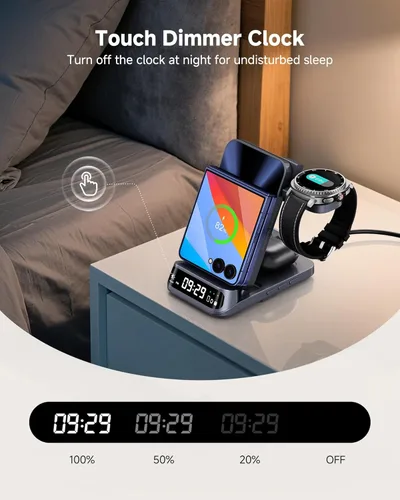 Miniatura 3 de SwanScout Cargador inalámbrico para Z Flip 7/7 FE/6/5/4/3, estación de carga inalámbrica 3 en 1 para Galaxy Watch 8 Classic/8/Ultra/7/FE/6/5/Buds 3