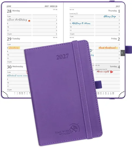 Miniatura 45 de POPRUN Agenda de bolsillo 2026-2027, tamaño del bolso, 4 x 6.25 pulgadas, calendario de bolsillo (julio de 2026 a junio de 2027) para bolso