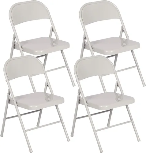 Miniatura 21 de VECELO Paquete de 8 sillas plegables con marco de metal, asiento de acero con triple soporte para oficina en casa, ahorro de espacio sin montaje