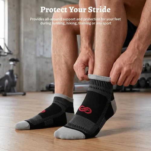 Miniatura 2 de Calcetines de compresión al tobillo PAPLUS para hombres y mujeres 2/4/6 pares, calcetín de compresión de corte bajo para correr con soporte