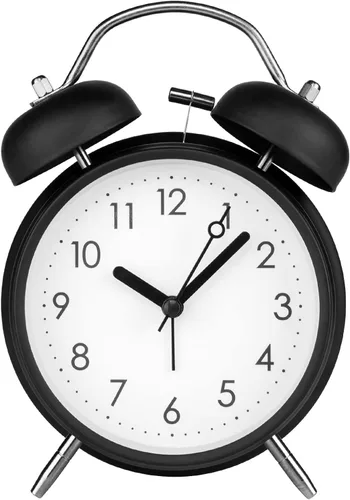 Miniatura 9 de PILIFE Reloj despertador analógico, 4 pulgadas, súper silencioso, sin tictac, con luz de fondo, sin repetición, funciona con pilas, campana ruidosa