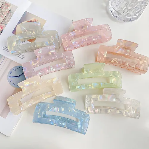 Miniatura 8 de 2 pinzas grandes para cabello grueso, pinzas de pelo de tortuga, clips de mandíbula de mariposa francesa de celuloide acrílico, fijación fuerte